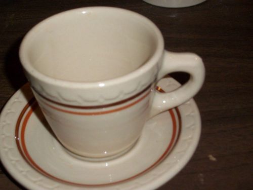 SYRACUSE CHINA ECONO-RIM Antique Coffee/Tea CUP &amp; SAUCER Restaurant-Ware SIGNED