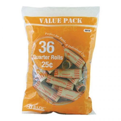BAZIC Quarter Coin Wrappers (36/Pack)  of-45