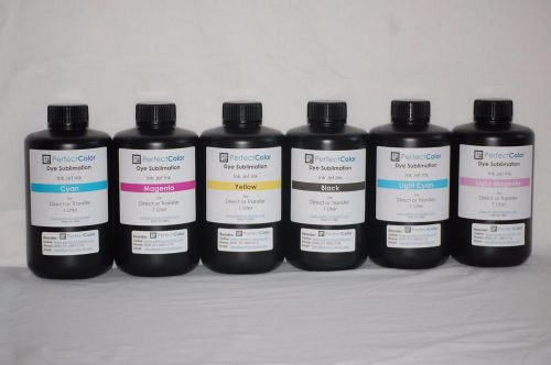 CMYKLcLm Perfect Color Dye Sub (Dye Sublimation) 6 Color Liter Bottle Ink Set