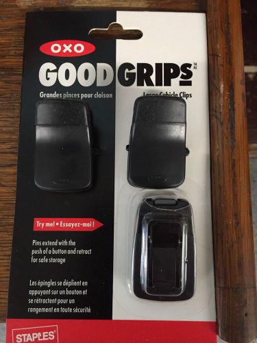 Pack of 3 OXO Good Grips Large Cubicle Clips Staples Black Wall Panels Fasteners