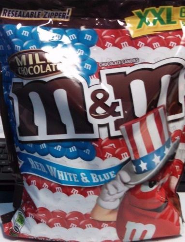 INDEPENDENCE DAY M&amp;M&#039;s Milk Chocolate Candy XXL Bag 56 oz Red White Blue Candy