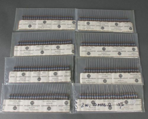 Lot of 200 - ab carbon comp resistors rc42gf106k, 2 watt, 10 megohms, 10% tol for sale