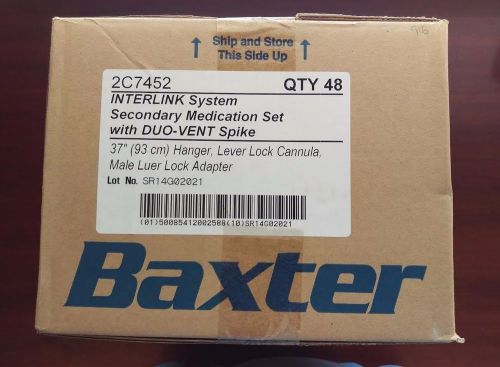 Baxter interlink system secondary medication set 37&#034; duo-vent 48/cs #2c7452 new for sale