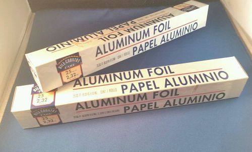 Aluminum Foil. 2 pack Roll, 12&#034; x 25sq. ft. Totals 50 sq. ft. Kitchen, BBQ.