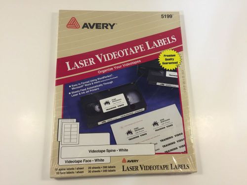 Avery Laser Labels 5199 White Face Video Tape Labels, 300ea Sealed