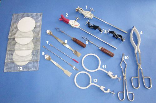 CLAMPS BEAKER CRUCIBLE TONG TEST TUBE HOLDER SPATULA  KIT FOR LAB BDN 02