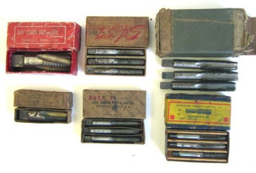 Mixed lot vintage machining taps-bay state tap&amp;die-brubaker-card-standard-boxes for sale