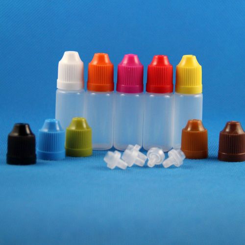 50 Pcs 10 ML 1/3 OZ LDPE Plastic Child proof Dropper Bottle E Juice Liquid Vapor