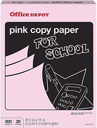 Office Depot Colored Copy Paper, Pink, 8 1/2 Inch x 11 Letter Size, 20 lb.