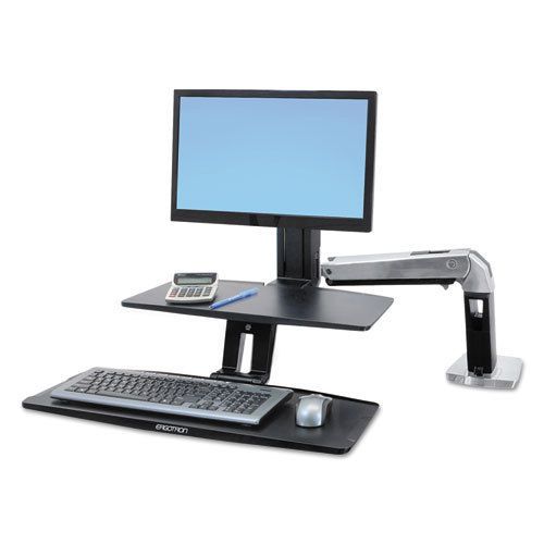 WorkFit-A Sit-Stand Workstation w/Suspended Keyboard, Single LD, Aluminum/Black
