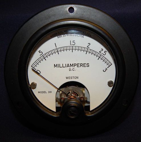 Vntg Weston Milliamperes DC Meter Gauge 301 MR 35 W 003 DCMA Bakelite Steampunk