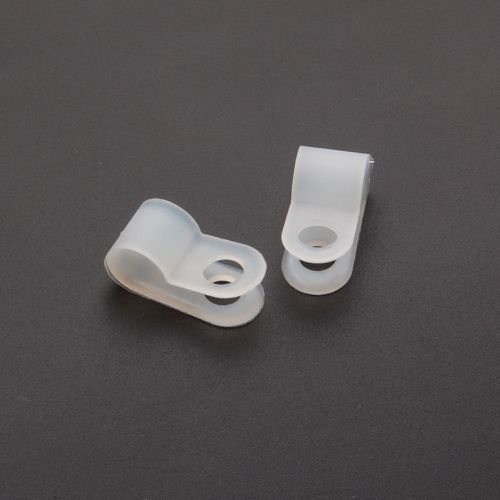 100 X Nylon White Wire Cable Hose P Type Clamp Clips Clip C R 6.4mm 1/4&#034;