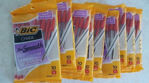 BIC Cristal Xtra Smooth 100 RED BALL POINT PENS  Medium 1.0 mm Improved SEALED