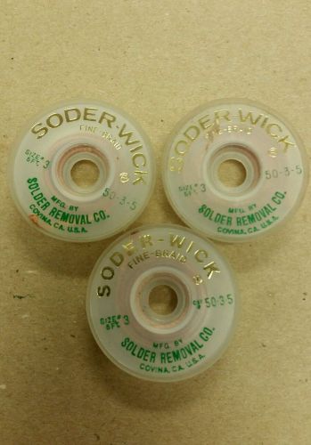 Soder-Wick Fine Braid Solder Removal Co. Size#3 5 Feet Cat# 50-3-5 . 3 for $15