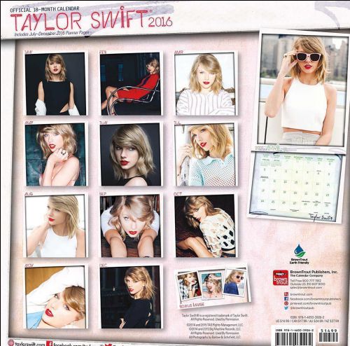 Taylor Swift 2016 wall calendar full size NEW official multilingual brown trout