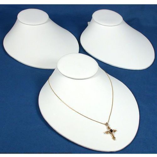 3 White Faux Leather Necklace Bust Slatwall Display