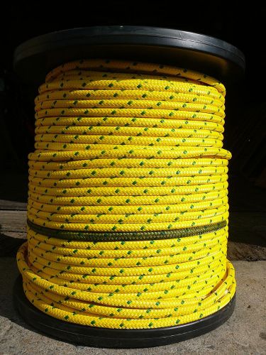 Yellow Stable Braid Winch Line, Bull Rope, Coated Double Braid 7/16&#034; x 120 ft