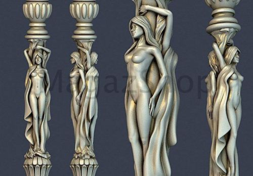 Statue of a woman column 3D STL file 3D Model