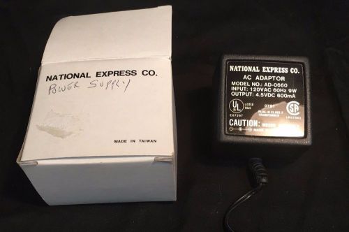 National express co. ac adaptor adapter plug in transformer model ad-0660 (a547) for sale