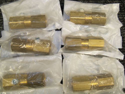 (6) 4X828 Brass 1/2&#034; Inline Check Valves Lot of 6 NEW