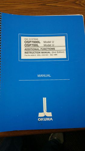 Okuma OSP7000L/OSP700L Model U Additional Functions Instructional Manual