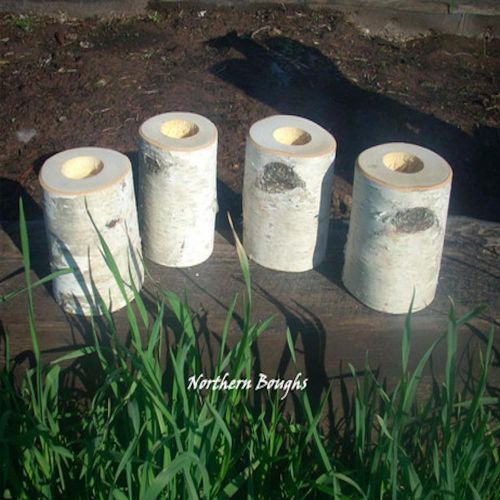 4 white birch wedding candles for sale
