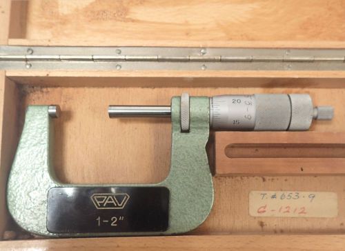 PAV VADUS 2426 1-2&#034; MICROMETER WITH WOODEN CASE
