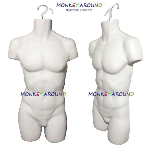 Muscle Male White DressTorso Body Form,1 Hook Hanger-Display Men Shirt Clothing