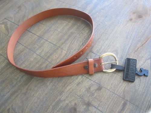 Bianchi Dress Belt Brass Type Buckle Tan Leather Size 38 Police Western New