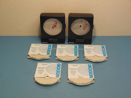 (Qty-2) Dickson SL490F7 4&#034; Temperature Chart Recorders w/ (5) Chart Boxes