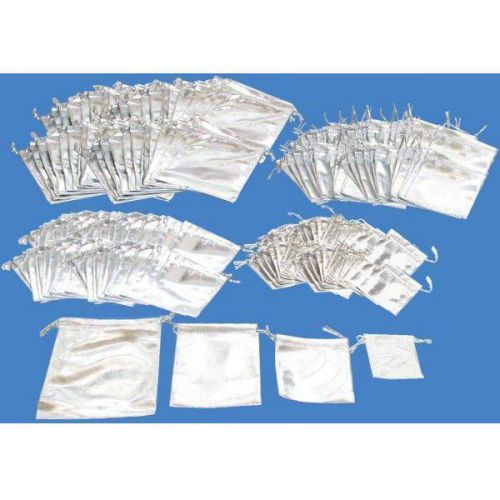 192 Drawstring Pouch Silver Gift Bags 4 Sizes