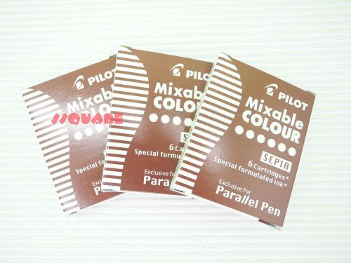 3 Boxes (18 Ink Cartridges) Pilot Special Formulated Ink For Parallel Pen, Sepia
