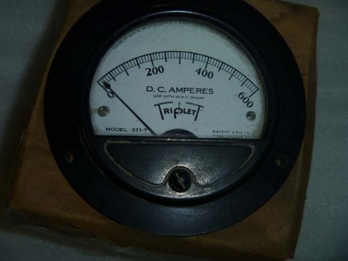 VINTAGE GAUAGE TAIPLET D.C. AMPERES MODEL 321-T NEW OLD STOCK STEAMPUNK MAD MAXX