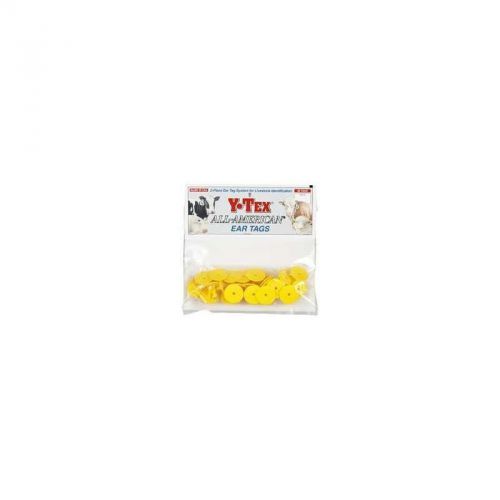 Y-Tex Cattle Ear Tag Male Blank Buttons 25 Ct Yellow