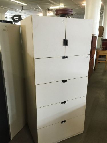 4 DRAWER LATERAL SIZE FILE CABINET w/STORAGE by STEELCASE OFFICE FURN w/LOCK&amp;KEY