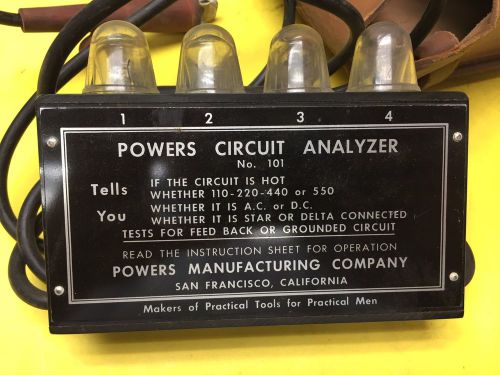 VINTAGE POWERS CIRCUIT ANALYZER No 101 POWERS MANUF CO FOR THE PRACTICAL MAN
