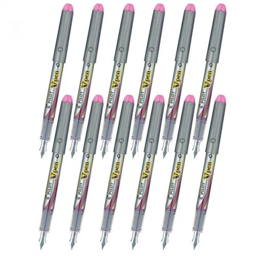 GENUINE Pilot SVP-4M Vpen Disposable Fountain Pen (12pcs) - Pink Ink