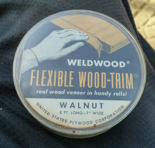 Vintage Weldwood Flexible Wood-trim Veneer Edging-1&#034; X 8&#039; Roll - Walnut