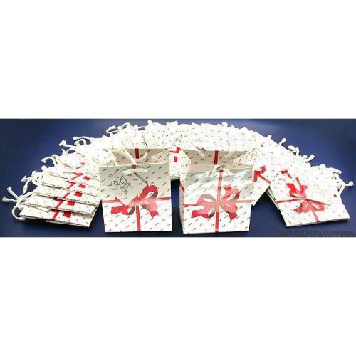20 White With Red Bow Gift Bags 4&#034;