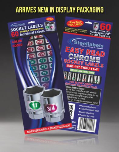 Chrome Socket Labels Organizers tough tool decals for mechanics &amp; home craftsman