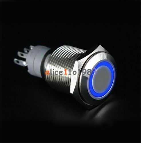 12v 16mm diy auto push power button led angel eye push-buttons metal for sale