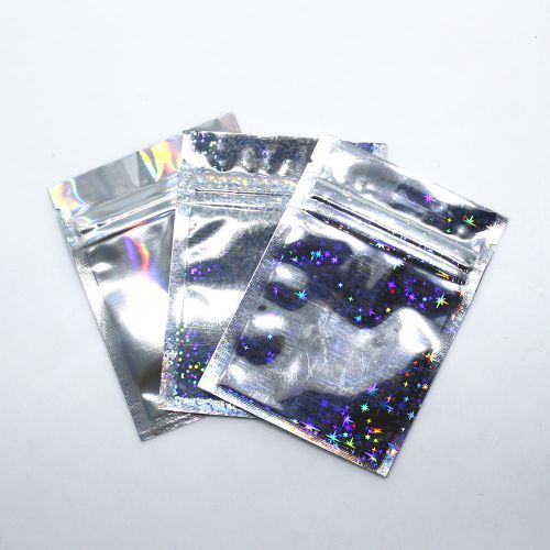 New Flat Glittery Silver Mylar Foil Zip Lock Bags Pouches Food Grade 7.5x10cm