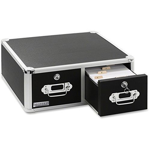 Vaultz Locking 3 x 5 Index Card Cabinet, Double Drawer, Black VZ01393
