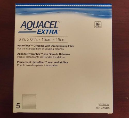 ConvaTec Aquacel Extra Hydrofiber Dressing 6&#034;x6&#034; 5/BX #420673 NEW/SEALED IN DATE