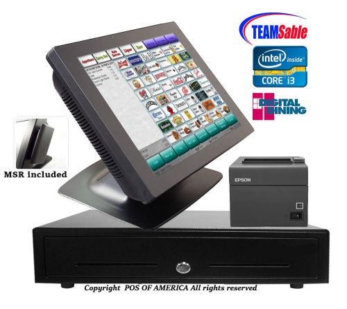 Team Sable i3 Complete Touch Station 4GB MSR Windows 7 Digital Dinining POS NEW