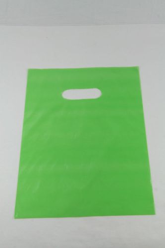 25 9&#034; x 12&#034; LIME Green GLOSSY Low-Density Plastic Merchandise or Party Bags