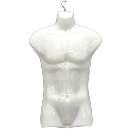 Mn-116 3 pcs white plastic male torso form with metal swivel hook for sale
