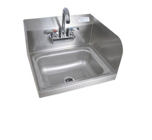 14&#034; x 10&#034; Stainless Steel Splash Mount Hand Sink w Faucet BBKHS-W-1410-RS-P-G