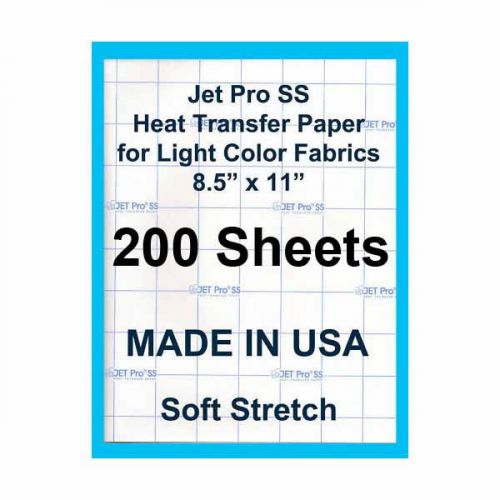 Jet Pro SofStretch Light Inkjet Printer Heat Transfer Paper 8.5&#034;x11&#034; 200 Sheets