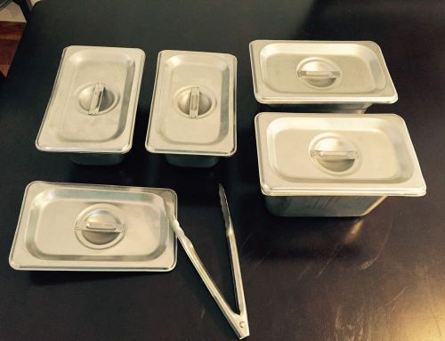 Lot Of 18/8 Stainless Steam Table Pans/Lids/Tongs Winco Carlisle Restaurant Ware